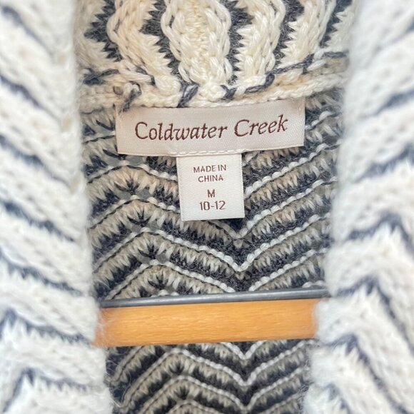 Coldwater‎ Creek Womens Chevron Knit Wrap Sweater Vest M Gray & White Wool Blend - Picture 2 of 5